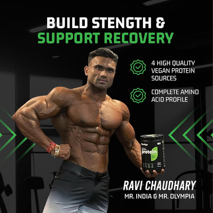 Plantigo Protein Powder 24g Plant Based Protein, 3g BCAA, 2g Leucine, 3g Fiber, 4x Fast Digestion, 95% Bioavailability, 3x Anti Oxidants, Anti Inflammatory, Vitamins, Minerals - Vanilla Flavored 500g