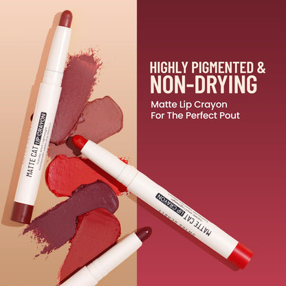 Swiss Beauty Matte Cat Lip Crayon | Matte Finish | Waterproof | 12-Hour Stay | Hydrating | Non-drying | Shade-02 Regal Camarine, 1.5g