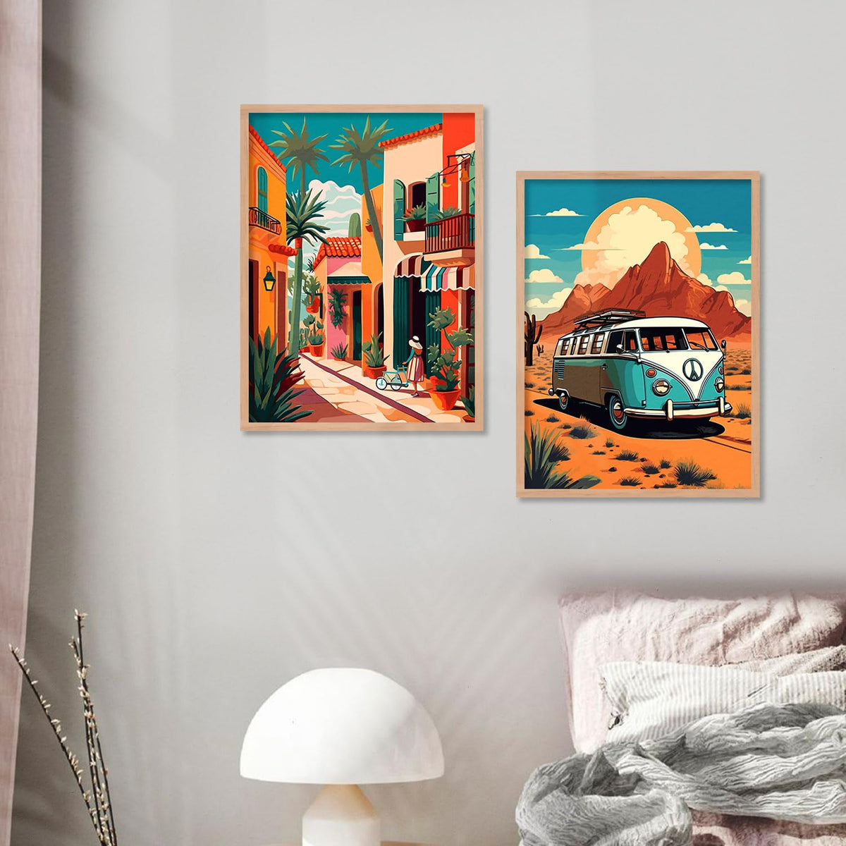 Wood Premium Digital Paintings With Frame For Home Decoration - Iconic Cities Vibrant Painting For Living Room Bedroom Office Room Décor Set of 4 (Art 8, small (10x13 or 10x10 inch))