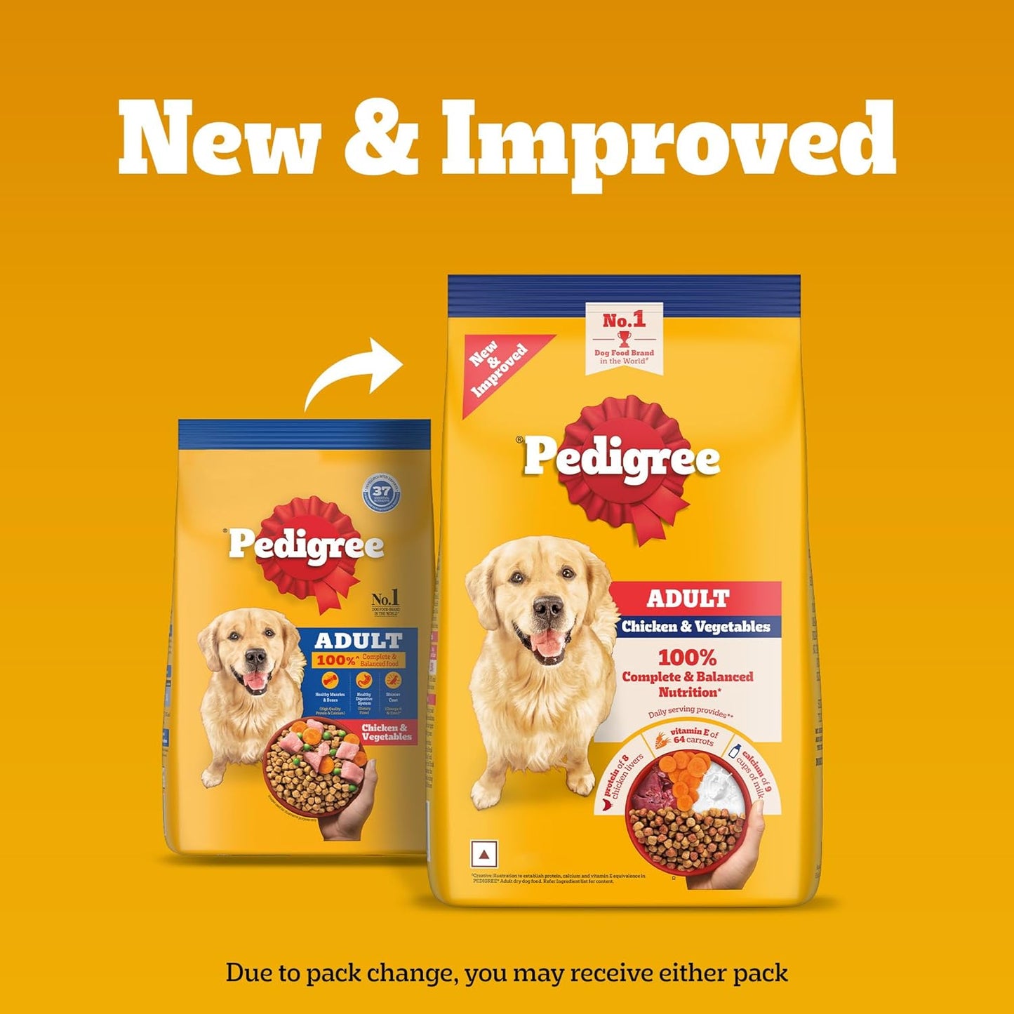 Pedigree Adult Dry Dog Food, Chicken & Vegetables, 1.2 kg, Contains 37 Essential Nutrients, 100% Complete & Balanced Food for Adult Dogs