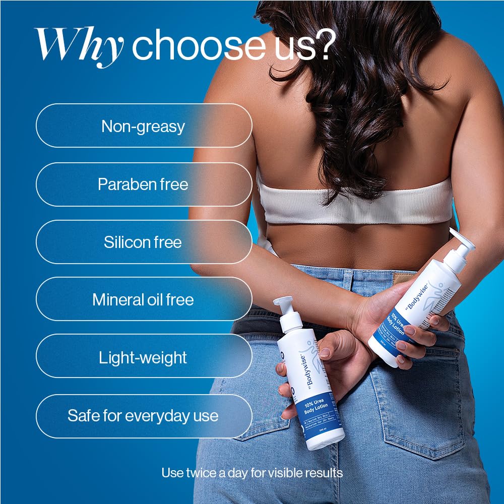 Be Bodywise 10% Urea Body Lotion 300ml | 48 Hour Dry Skin Relief | For Very Dry & Flaky Skin | With Ceramides, Kokum & Mango Seed Butter | Non-Greasy & Lightweight Formula