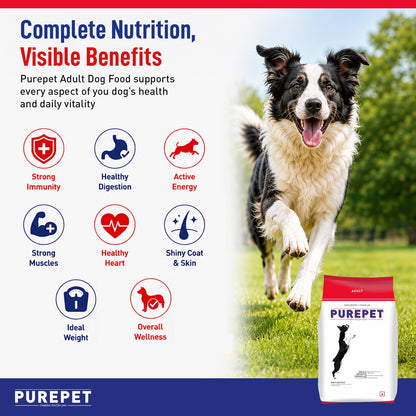 Purepet Adult Dry Dog Food 10kg | Meat & Rice Flavour | Promotes Health & Vitality | Immune Support | Healthy Digestion | Nutrient Rich