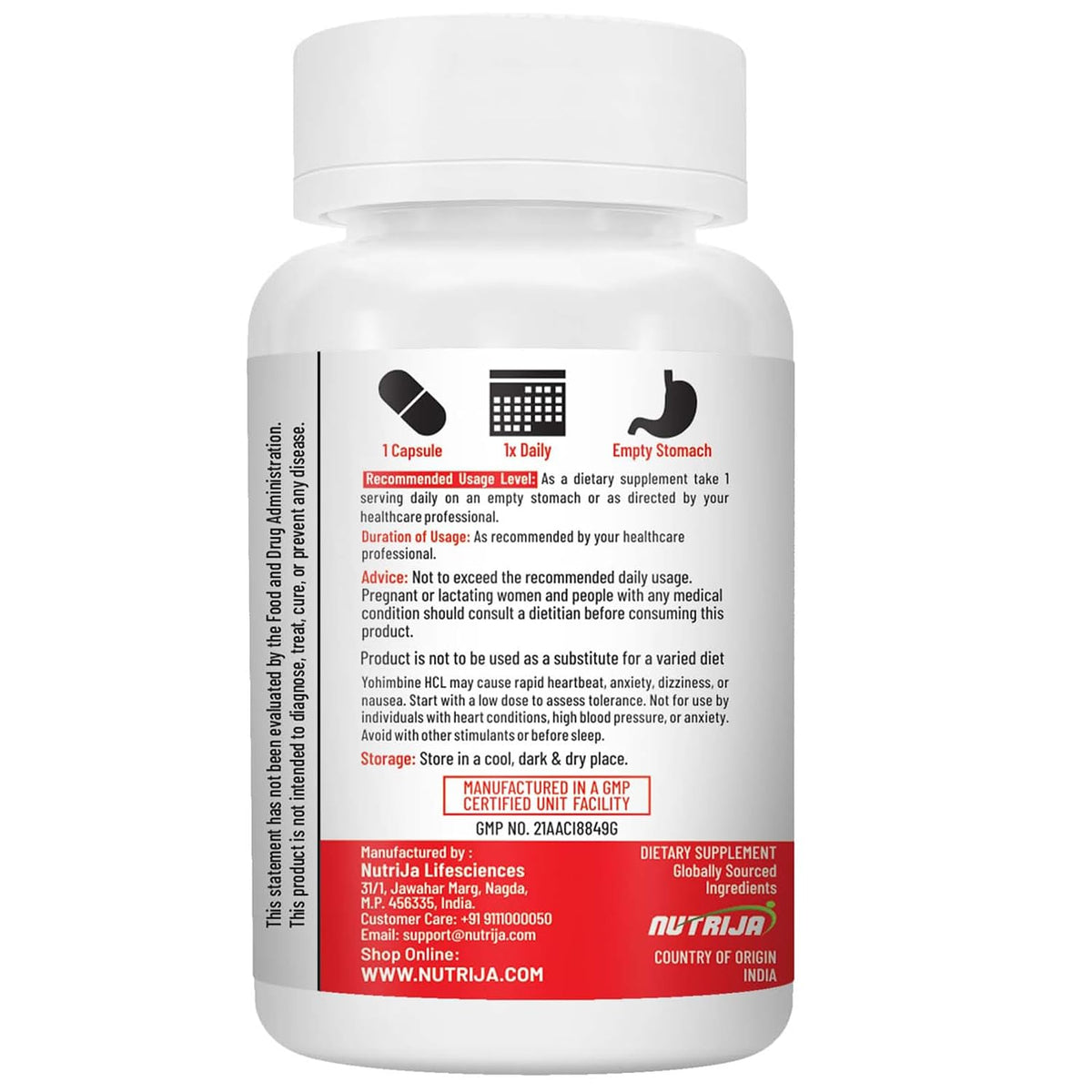 NutriJa Yohimbine 5 MG - 30 Capsules