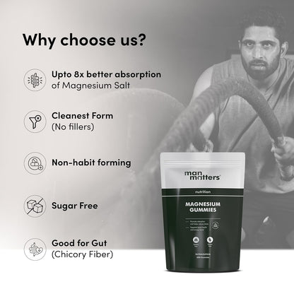 Man Matters Magnesium Glycinate Gummies For Improved Sleep | 30 Days Pack | 500mg/Gummy | Higher Absorption Relieves Stress, Muscle Recovery & Support Bone Health | No Added Sugar | Non Habit Forming