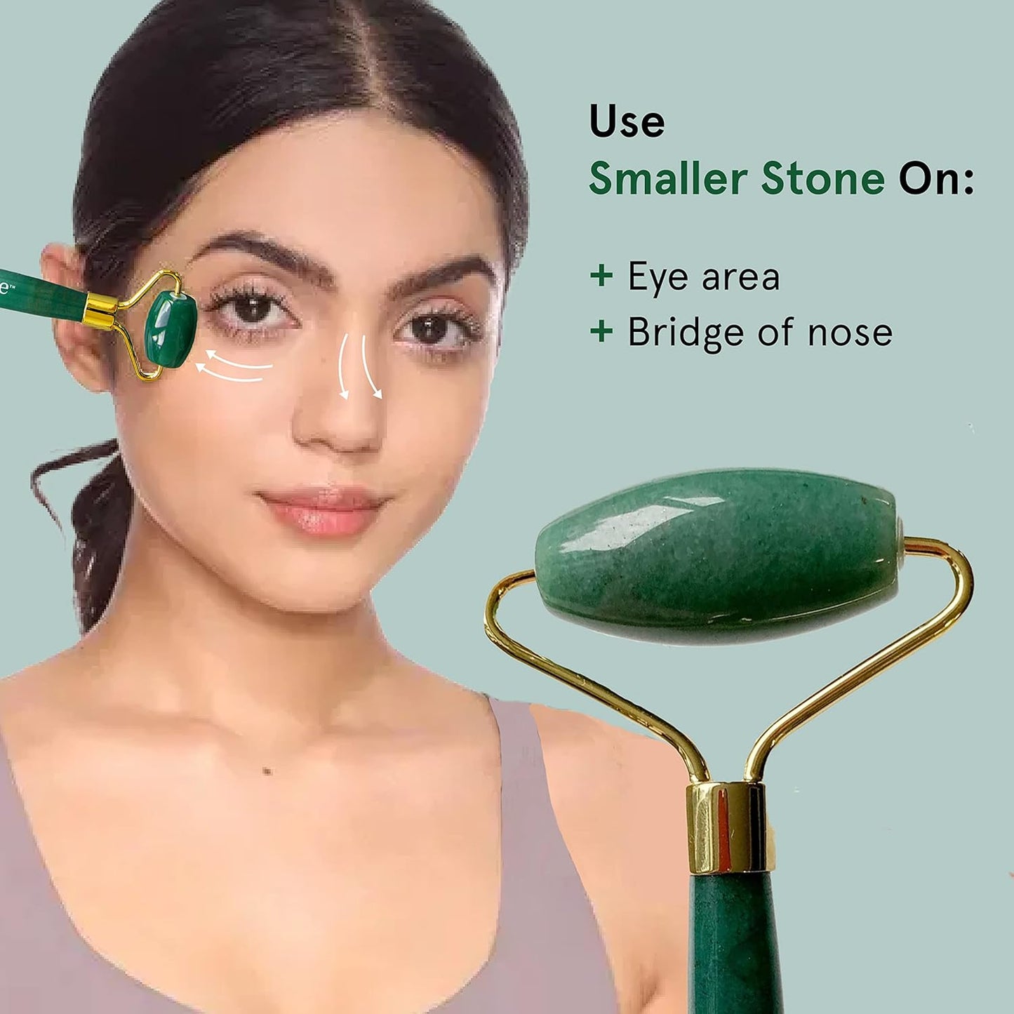Be Bodywise Jade Roller Massager | 100% Natural Jade Face Roller | Tightens Skin, Reduces Wrinkles & Improves Blood Circulation | Best for Serum Application | Double Sided for Toning & Firming Face