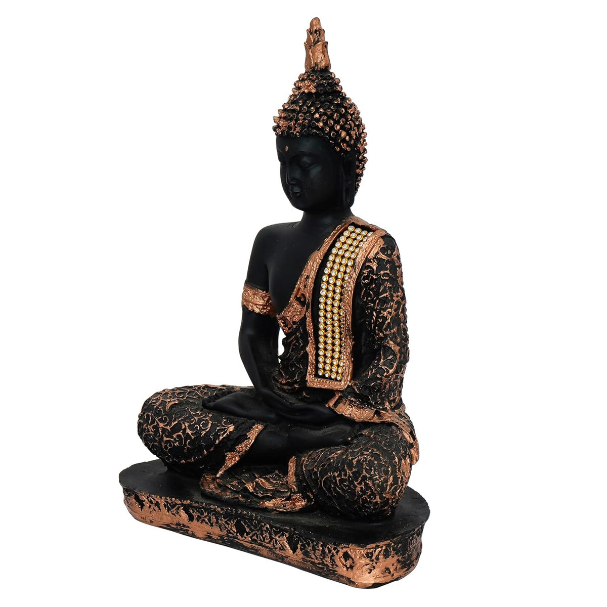 eCraftIndia Black & Copper Polyresin Handcrafted Meditating Lord Buddha Statue - Perfect for Home Decor - Ideal for Meditation, Yoga Enthusiasts - Thoughtful Gift for Diwali, Birthday