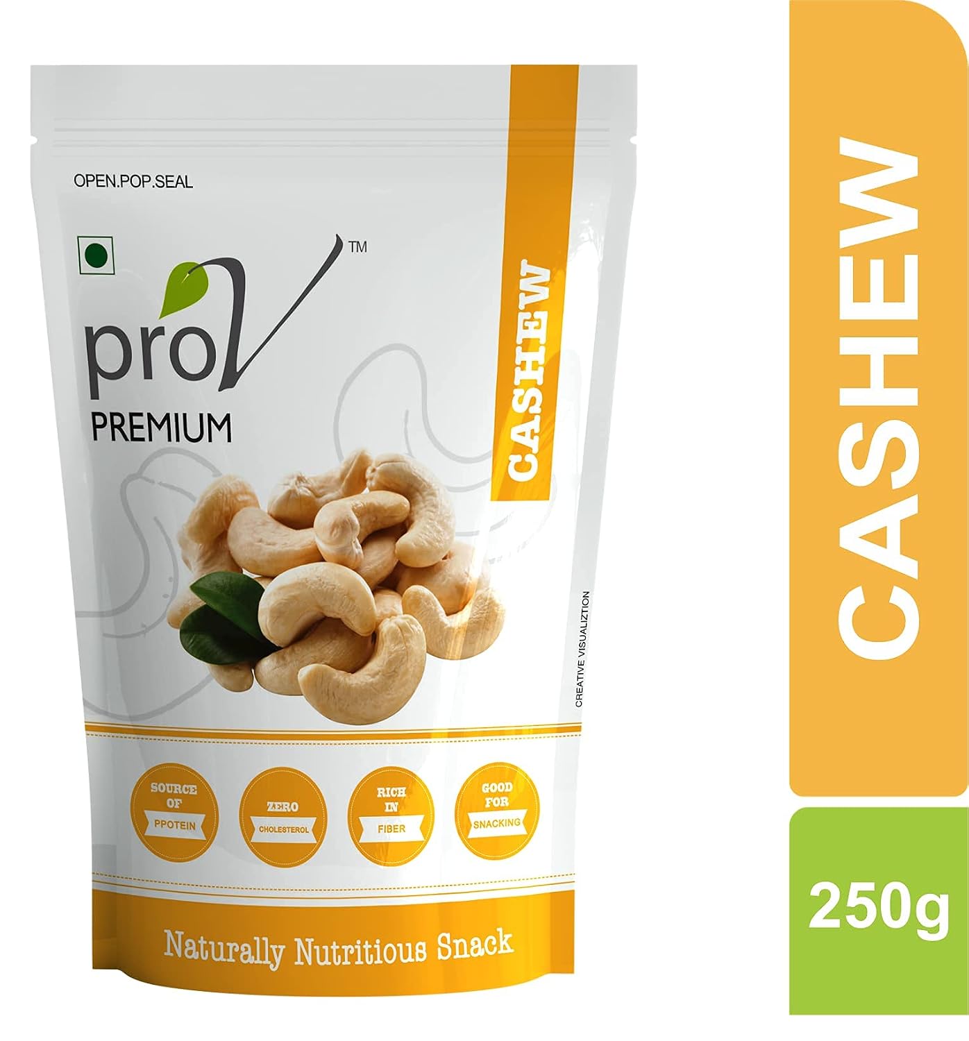 ProV Premium Whole Natural Cashews | 250g | Rich in Protein & Healthy Fats | Cholesterol Free | Crunchy Kaju Snack
