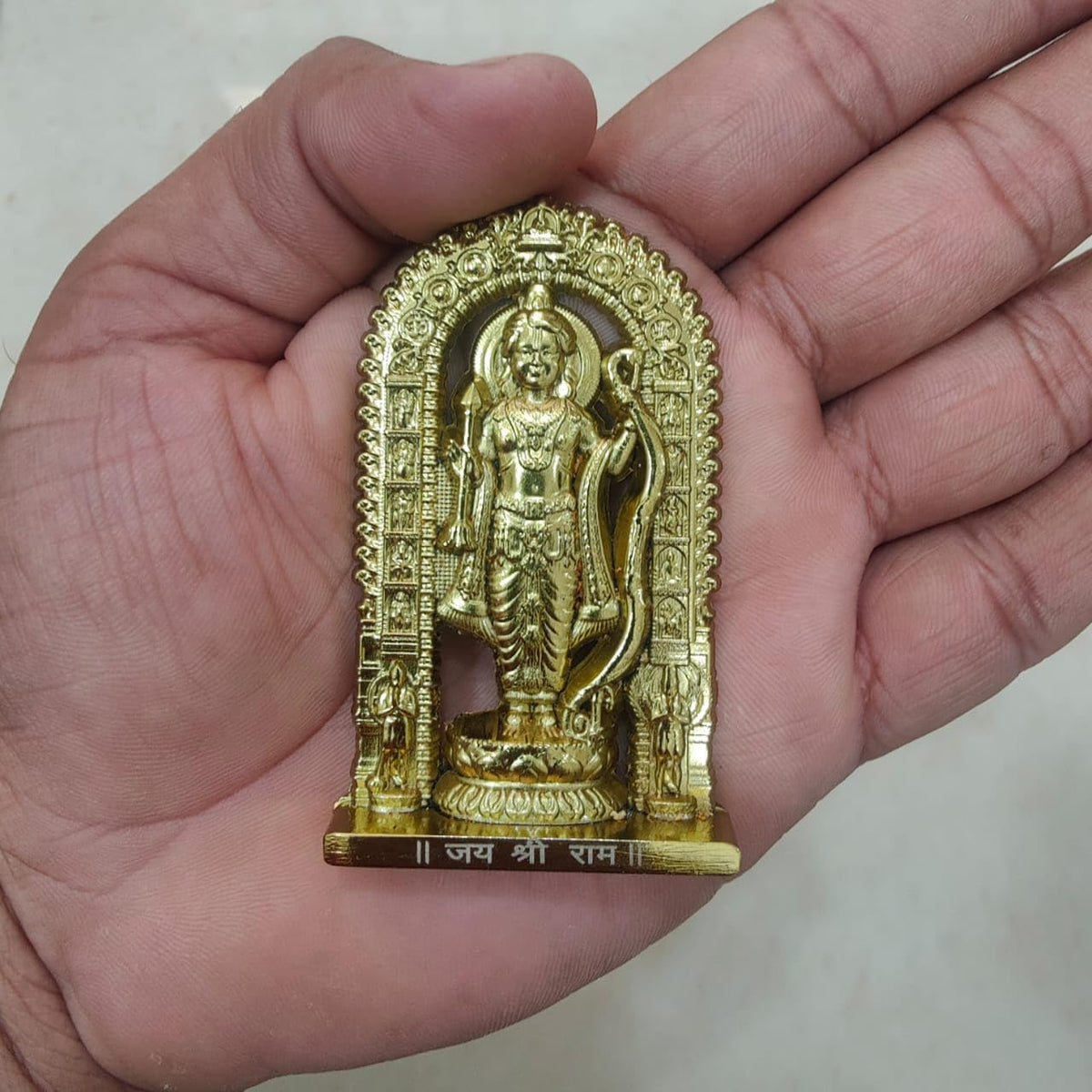 Lord Ram Zinc Idol | Ram Darbar Murti for Car Dashboard & Home Temple | Shri Ram Statue for Pooja Room & Gift Purpose (Gold Finish Height - 2.7 Inch)