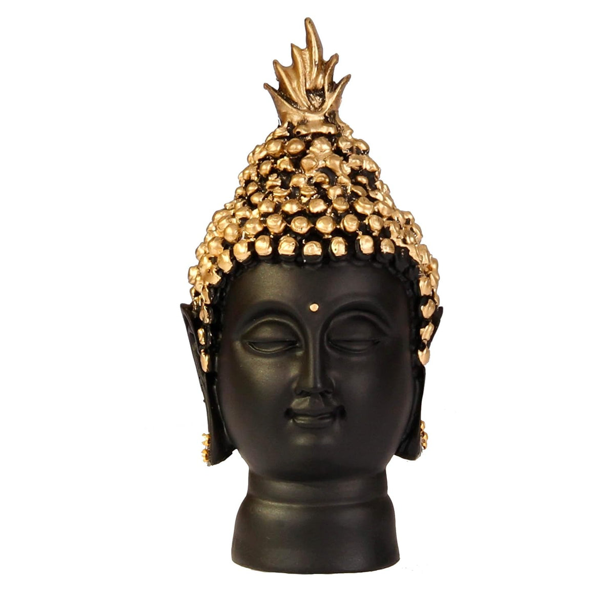 Resin Buddha Head Idol Statue Showpiece (Golden, 13.7 cm X 6.3 cm) - Decoration Items for Home Decor Mandir Temple Pooja Room Living Room Table Office Decorative Gifts