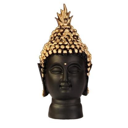 Resin Buddha Head Idol Statue Showpiece (Golden, 13.7 cm X 6.3 cm) - Decoration Items for Home Decor Mandir Temple Pooja Room Living Room Table Office Decorative Gifts