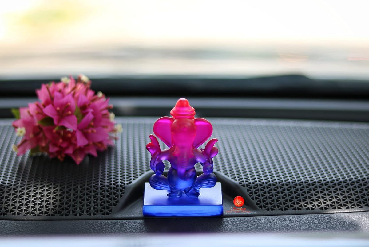 Ganesha Idol for Car Dashboard | Beautiful Ganesh Murti for Home Temple | Ganpati Figurine Statue Showpiece Sculpture for Office Desk (Purple)