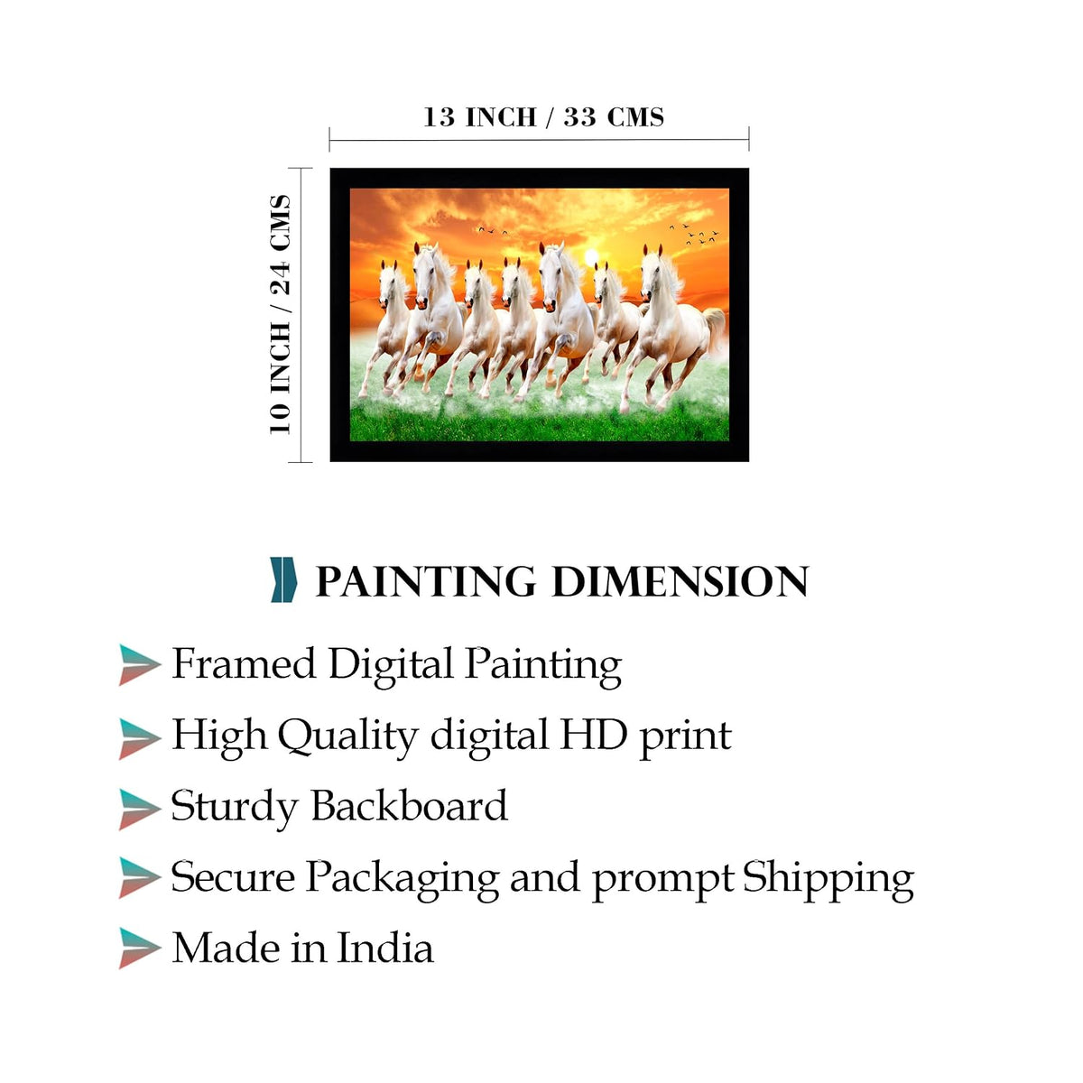 Running Seven Horses Painting With Frame