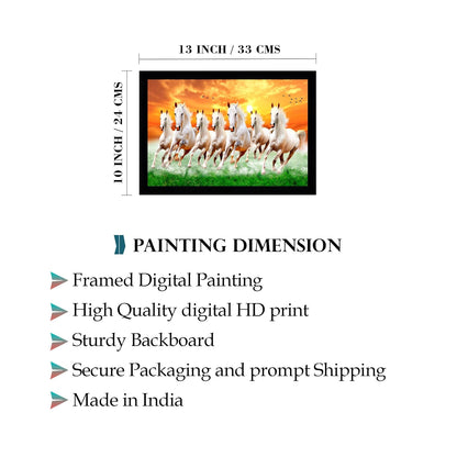Running Seven Horses Painting With Frame
