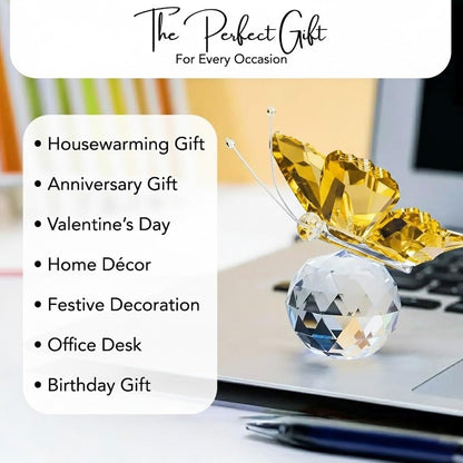 Nostrae Crystal Butterfly Show Pieces for Home Decor Living Room Decorative Items | Glass Showpieces Gift Items for Decoration | Center Table Tv Showcase Office Desk Interior Figurines