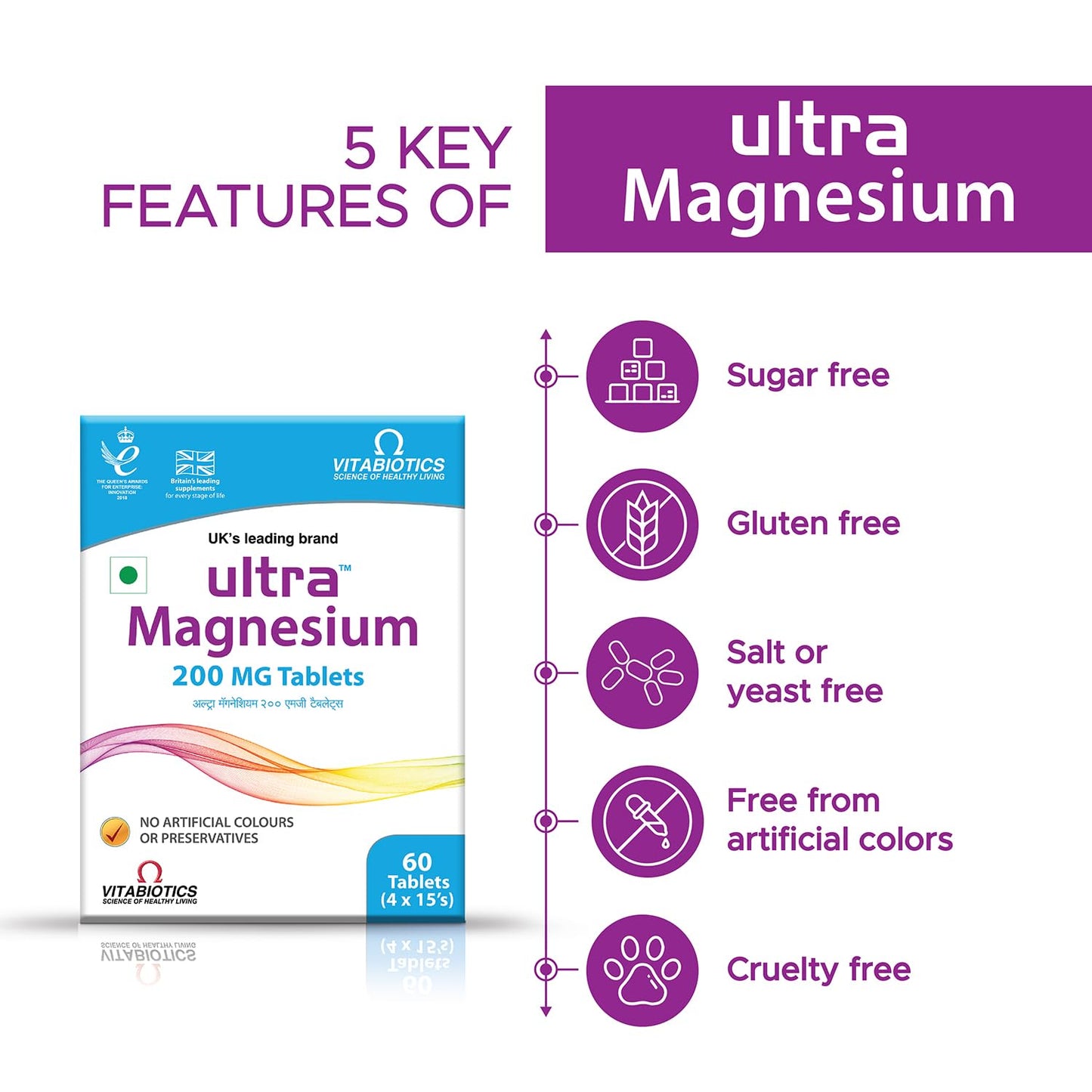 Ultra Magnesium 200 mg Tablets | Magnesium Supplement | Nutritional Supplement | Gluten Free | 60 Tablets