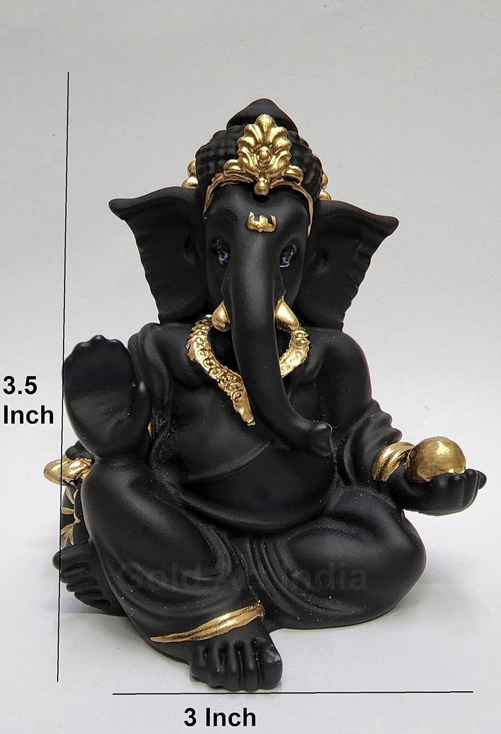 Gold Art India Terracotta Black Gaddi Ganesha for Car Dashboard Home Decor Gifting Diwali Birthday Festivals (GaddiTerracottaBlack)