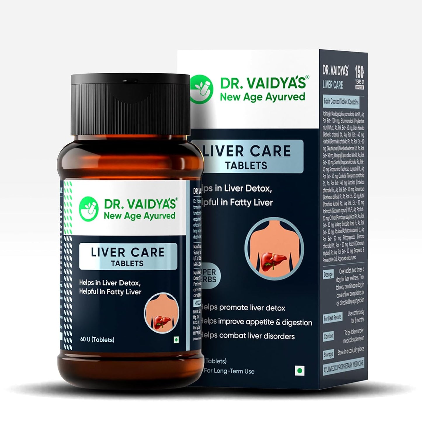 Dr. Vaidya Liver Care Tablets | Ayurvedic Fatty Liver Support, Detox & Cleanse | Improves Liver Health, Digestion & Metabolism | Herbal Supplement with Ayurvedic Herbs | 60 Tablets