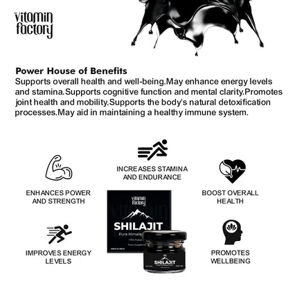 The Vitamin Factory Premium Himalayan Shilajit Resin +75% Fulvic Acid Natural Energy Booster 25g