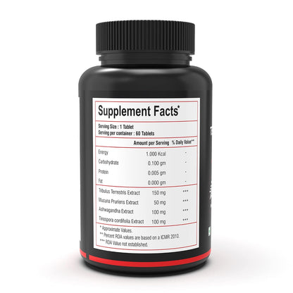 NutritJet Testosterone Booster for Men - Muscle Growth, Strength, Stamina & Performance - 60 Veg Tablets