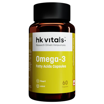 HealthKart hk vitals Omega 3 (60 Fish Oil Capsules) | 1000mg Omega 3 with 180mg EPA & 120mg DHA | For Brain, Heart, Eyes, and Joints Health