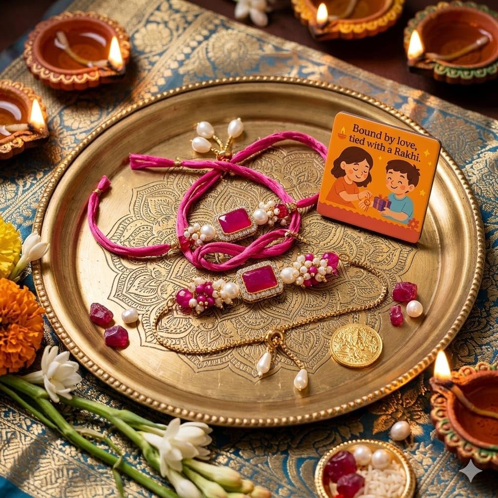 SAUDEEP INDIA Feng Shui Crystal Tortise with Plate for Good Luck with Lumba/Couple Rakhi Set Brother Bhabhi | Turtle for Vastu Home Decor(Couple Rakhi with Gift Hamper)
