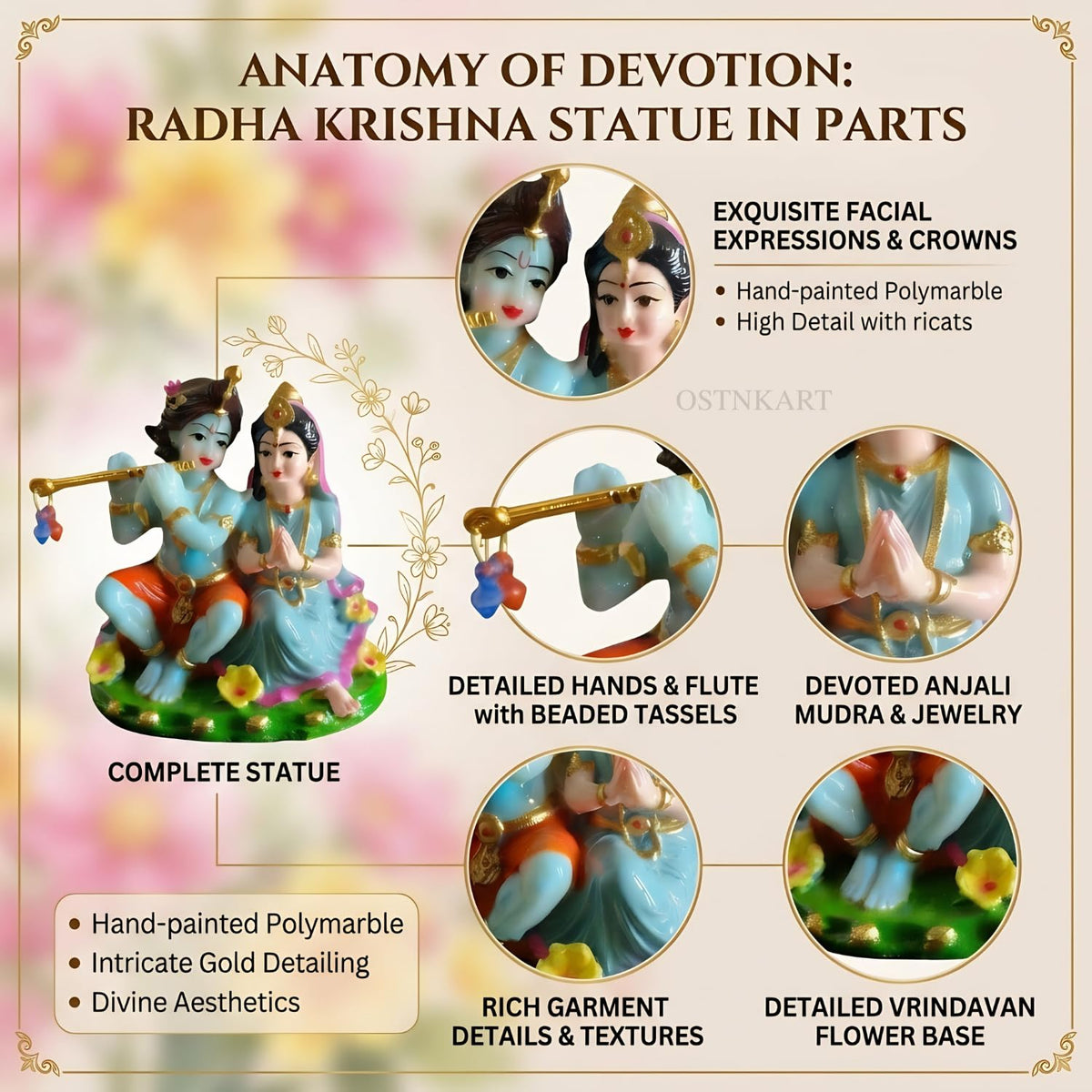 Radha Krishna Idol for Car Dashboard 3.5 Inch Multicolour Polyresin Statue | God Murti for Home Temple, Office Desk & Pooja Room | Spiritual Gift, Decorative Showpiece (8 x 6 x 9 cm)