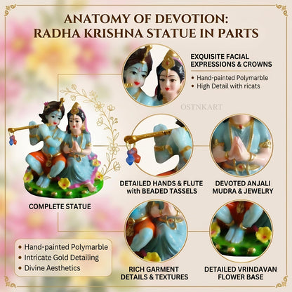 Radha Krishna Idol for Car Dashboard 3.5 Inch Multicolour Polyresin Statue | God Murti for Home Temple, Office Desk & Pooja Room | Spiritual Gift, Decorative Showpiece (8 x 6 x 9 cm)