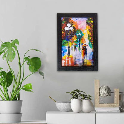 Abstract Art Wooden Framed Painting | Ready to Hang- (Wooden Frame, Multicolor, 10inch x 14 inch)