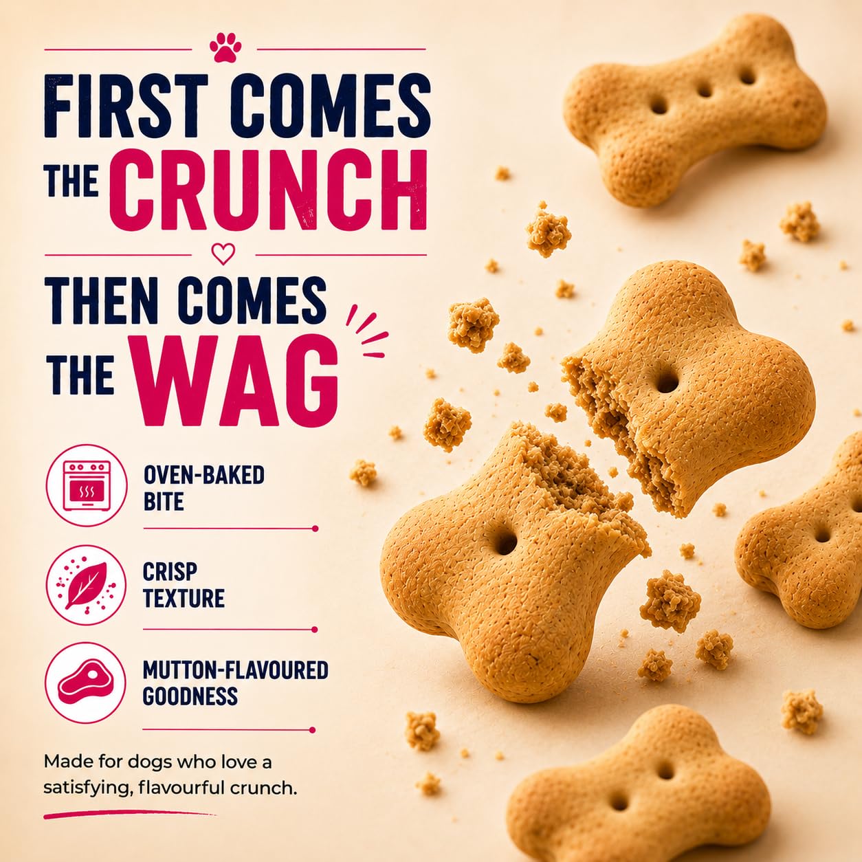 Purepet Dog Treats Biscuits 800g Pack for All Life Stages | Mutton Flavour | Active Behaviour | Oral Health | Training and Behaviour | Healthy Immune System