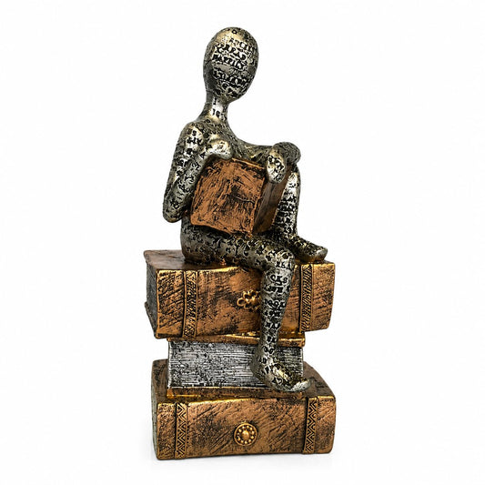 THE SACRED GIFTS Reading Woman Figurine | Modern Thinker Statue Resin Showpiece, Aesthetic Home Decor | Abstract Bookshelf Sculpture for Living Room, Office Desk, Home Decor for Bedroom & Table Decoration