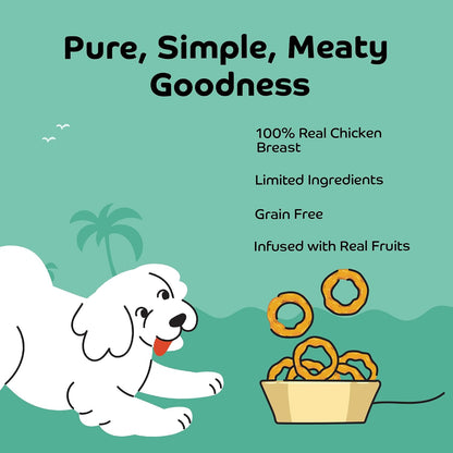 Applod Tender Chicken Mix Fruit Rings Dog Treats | Made Chicken Breast | High Protein, Low Fat, Grain-Free Reward Snack for Dogs | 50g
