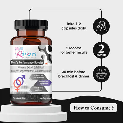 Men's Performance Booster 60 - Capsules - Improve Muscle Strength & Performance, Boost Energy for Men