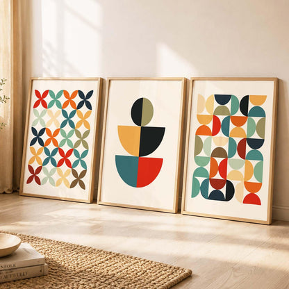 Boho Art Home Decoration Paintings With Frame For Living Room Bed Room Hotel Wall Decor Digital Reprint Set of 3 (13X17 inch)