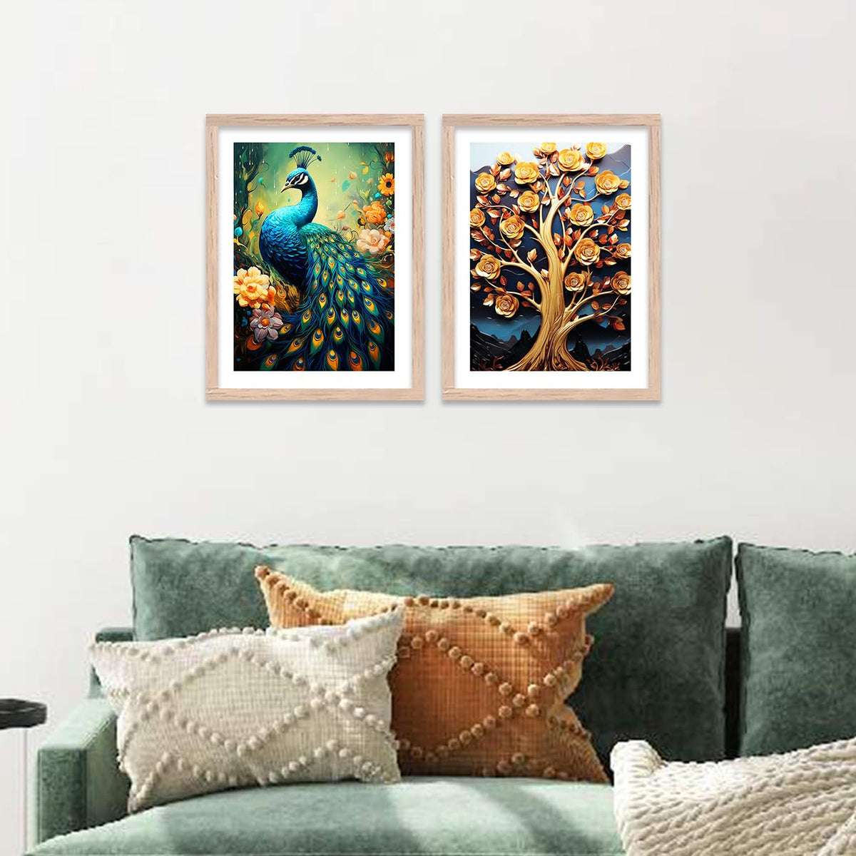 Wood Aesthetic Modern Art Wall Paintings With Frame For Living Room Bedroom Office Wall Decoration - Home Decor Frames Set of 2 (Art 4, 10x13 inch)