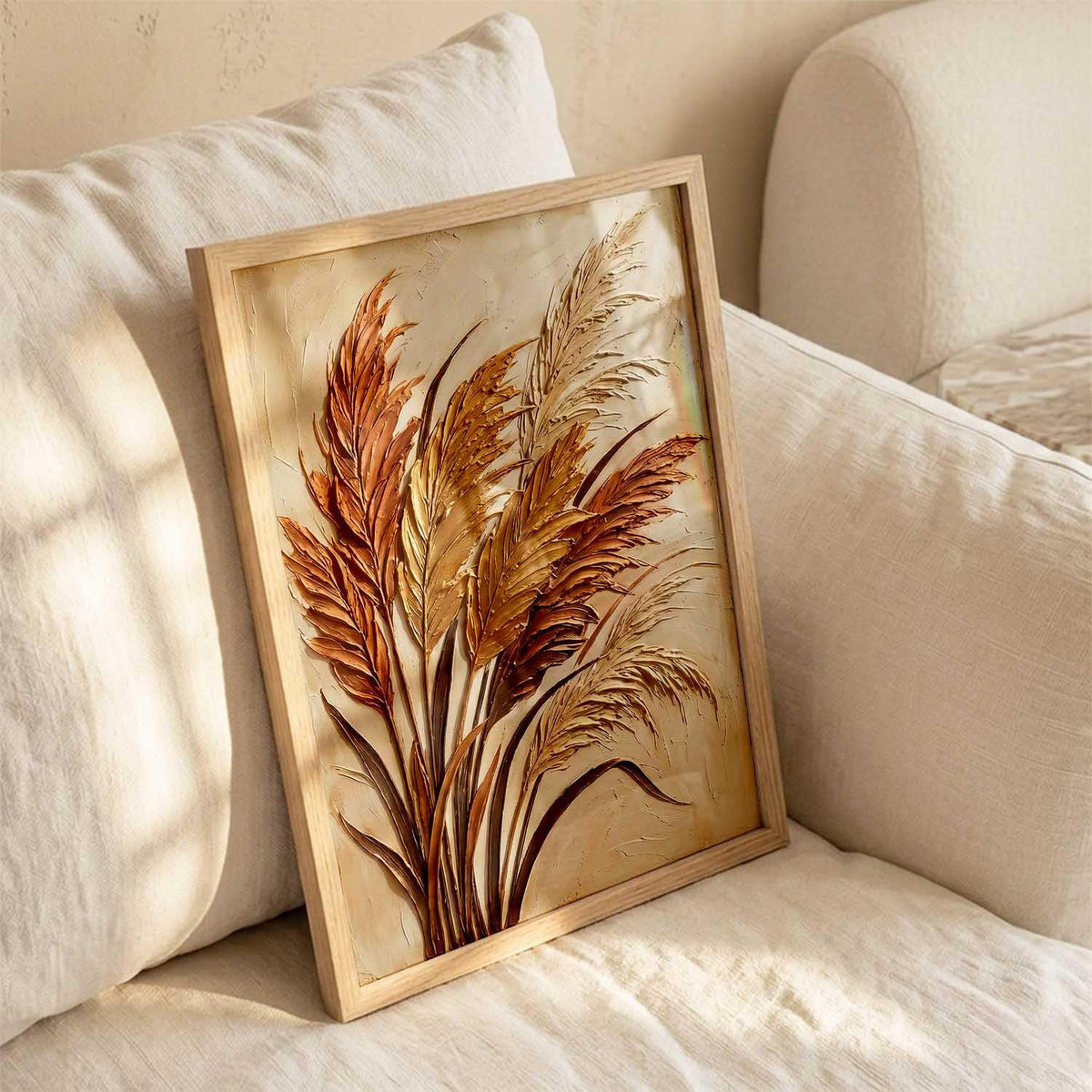 Abstract Floral Art WALL Framed Painting | Big Aesthetic Flowers leaves WALL Framed Paintings for Living Room Bedroom Wall Decor (13x17 inch)