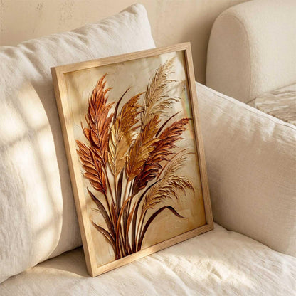 Abstract Floral Art WALL Framed Painting | Big Aesthetic Flowers leaves WALL Framed Paintings for Living Room Bedroom Wall Decor (13x17 inch)