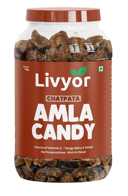 Livyor Dried Chatpata Amla Candy for eating | Dried and Spicy | Indian Dry Gooseberry Avla | Mouth freshner | No preservatives | | Amla Candy Chatpata | Pack of 1