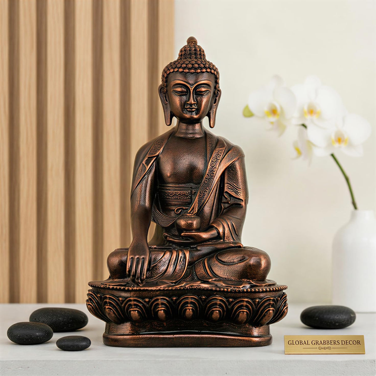 New Limited Edition Meditating Sitting Buddha Idol Statue showpiece Home Decor Decoration Items for Living Room and Gifts (Antique Copper-BS1)