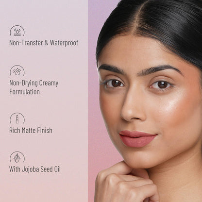 Swiss Beauty Non-Transfer Waterproof Lipstick with Jojoba Seed Oil | Matte Finish | Long-Lasting | Highly Pigmented | Shade- Bare, 3gm