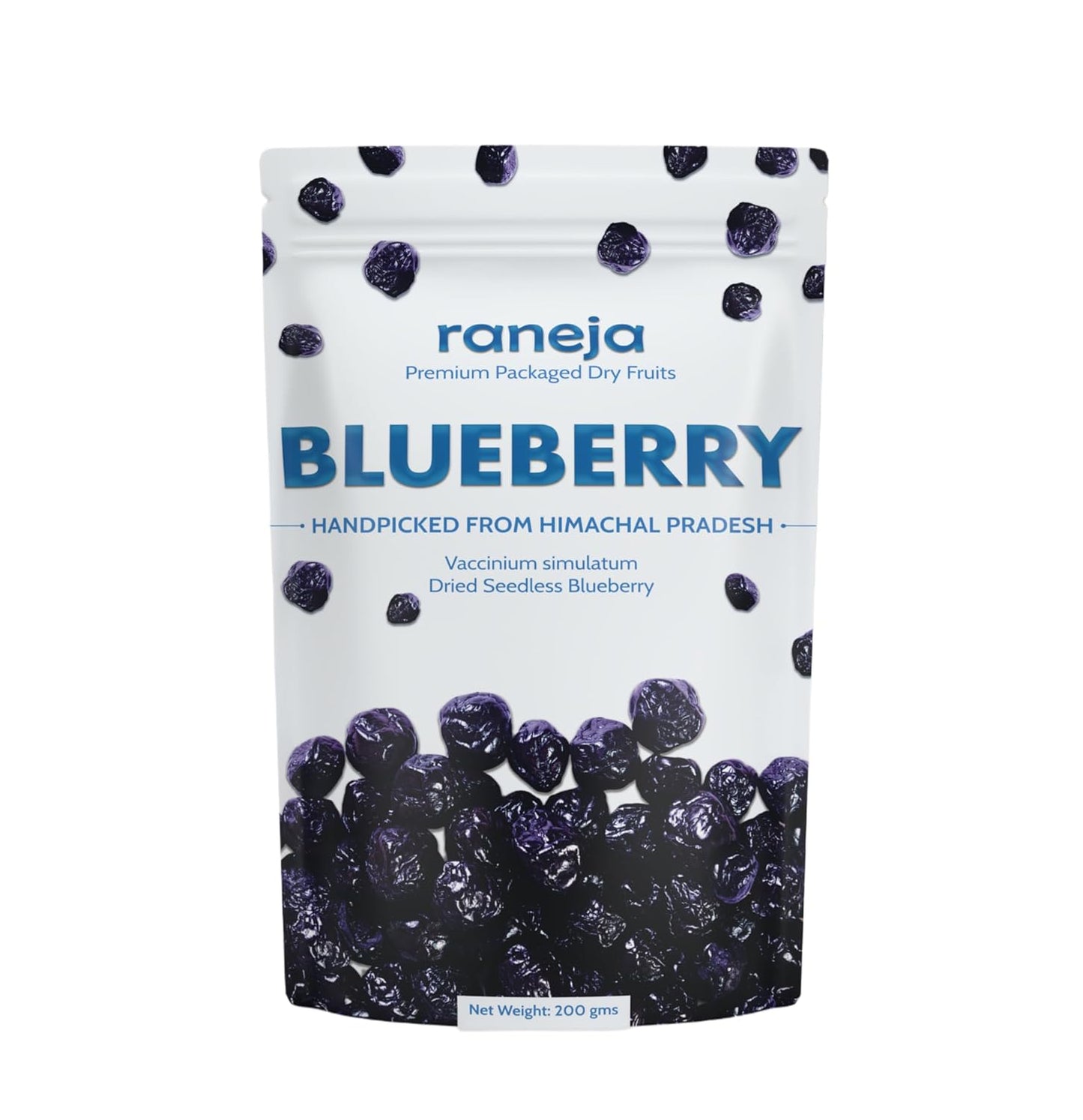 RANEJA 100% Natural Premium Blueberries Without added Sugar | Dried Seedless Blueberries | Dry Fruits | Healthy & Tasty Whole & Dried Blueberry | Rich In Calcium And Vitamin K | Non-GMO(200gm)