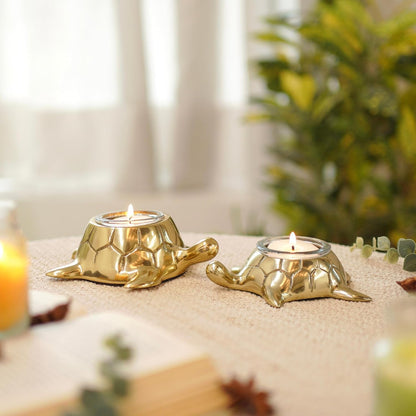 BEHOMA Golden Turtle Votive Holder Mother and Child Set