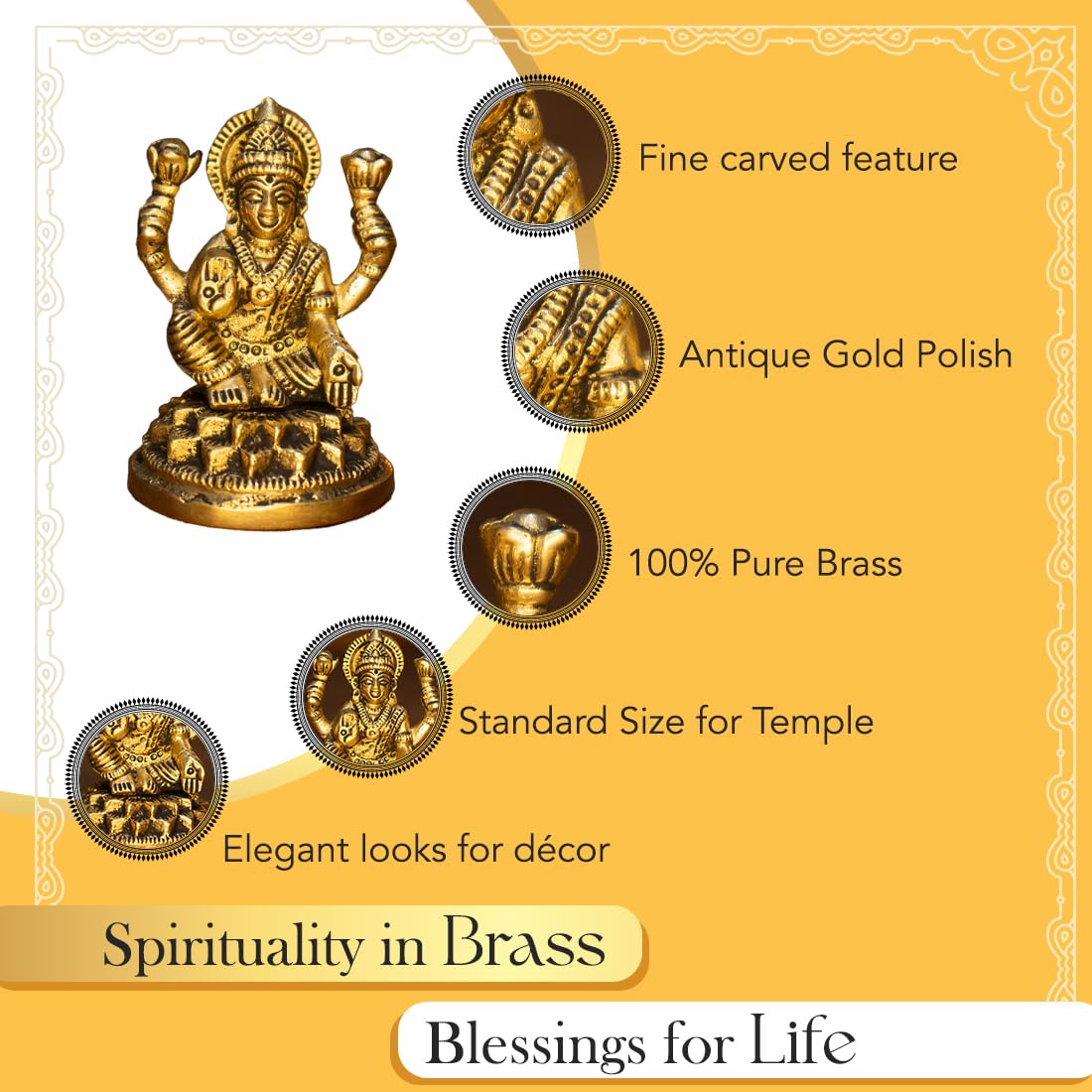 100% Pure Brass Ganesh Lakshmi Idol | Pital Ganesha and Laxmi Murti for Pooja Room, Home Decor, Office Desk and Car Dashboard | Vinayagar Laxmi Statue for Diwali Puja (Combo Set)