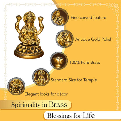 100% Pure Brass Ganesh Lakshmi Idol | Pital Ganesha and Laxmi Murti for Pooja Room, Home Decor, Office Desk and Car Dashboard | Vinayagar Laxmi Statue for Diwali Puja (Combo Set)