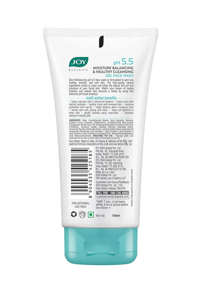 Joy pH 5.5 Hydrating Gel Winter Face Wash with Ceramides 150ml | Gently Cleanses and Restores Skin Barrier | Ideal for Sensitive Skin