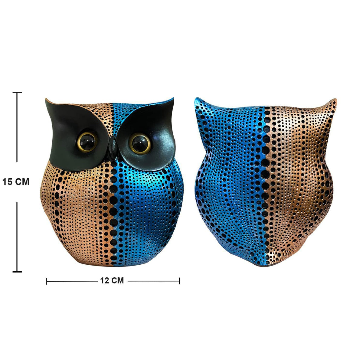 Modern Classy Happy Owl Resin Art Figure Showpiece (Pack of 1, Pink & Blue)