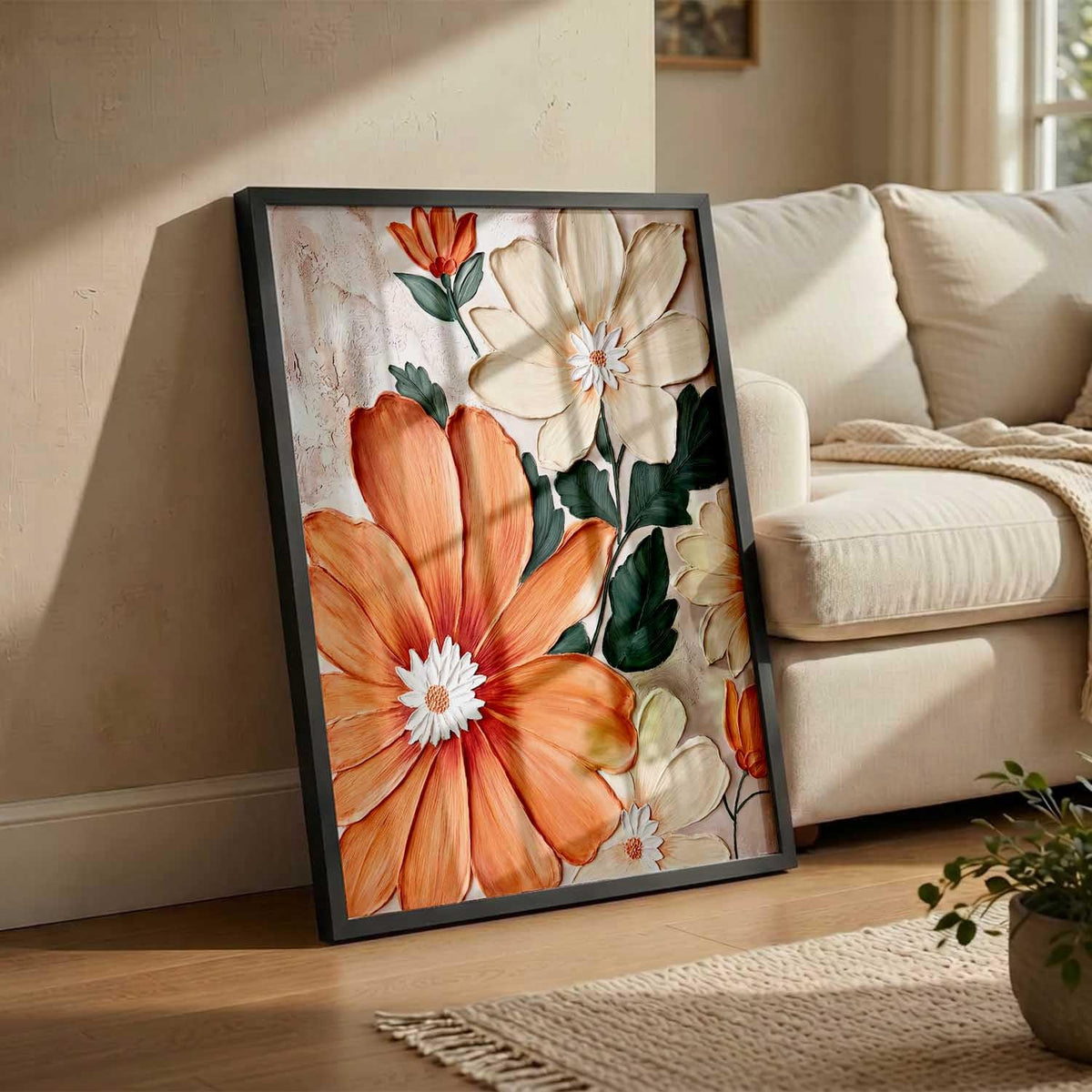 Decorative flower Wall Art Home Decor Modern Painting poster With Frame For Living Room Bed Room Hotel Wall Decor Digital Reprint (13X17 INCH)