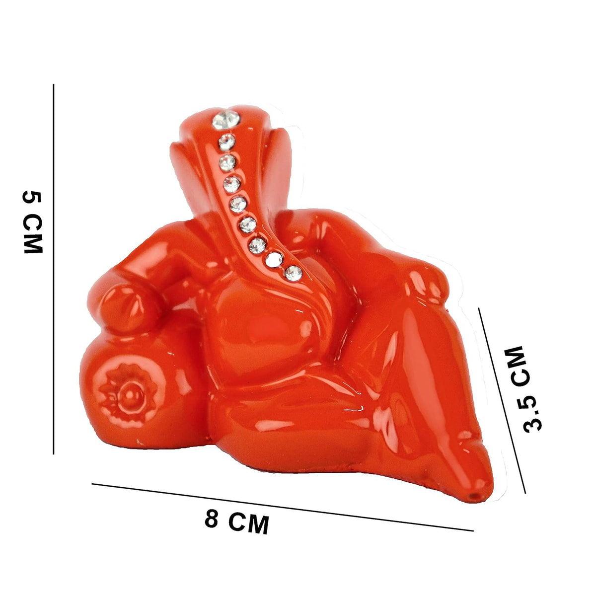 Polyresin Orange Ganesha Statue for Car Dashboard God Ganesh Murti Ganpati Idol Figurine with Double Side Tape