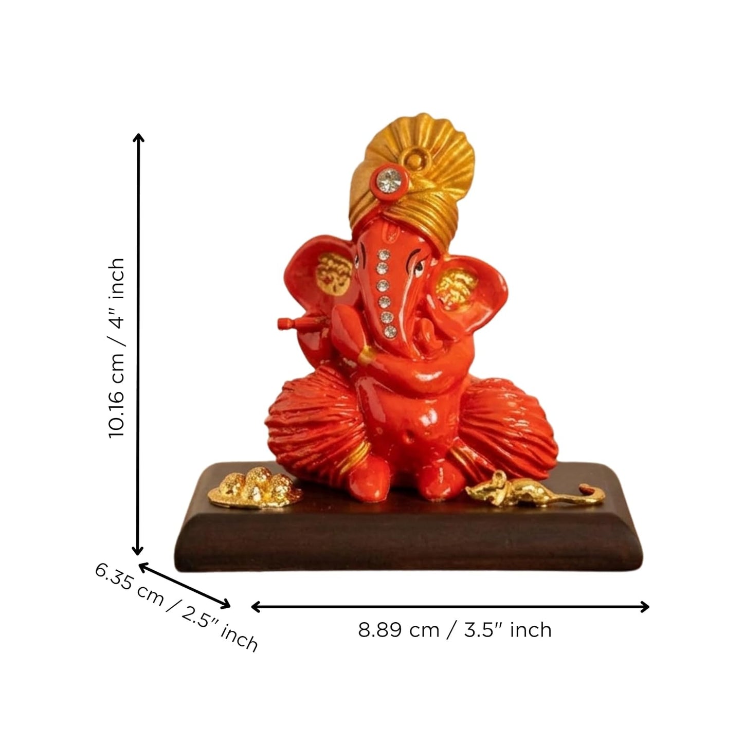 eCraftIndia Orange Ganesha Statue | Lord Ganesha Idol for Home Decor Car Dashboard | Ganesh Ganpati Murti Gift for Diwali Housewarming Birthday