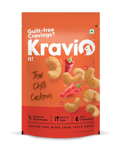 Kravio Premium Thai Chilli Roasted Cashew Nuts | Spicy Crunch - 200g