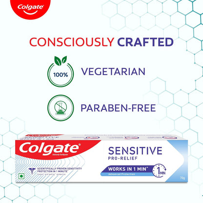 Colgate Sensitive Pro Relief, Sensitvity Relief Toothpaste, 70g, With PRO-ARGIN Technology, Clinically Proven Formula Provides INSTANT Relief From Tooth Sensitivity Colgate Tooth Paste For Instant & Lasting Sensitivity Relief